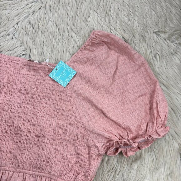 NWT Hayden Textured  Puff Sleeve Midi Dress - Picture 8 of 11